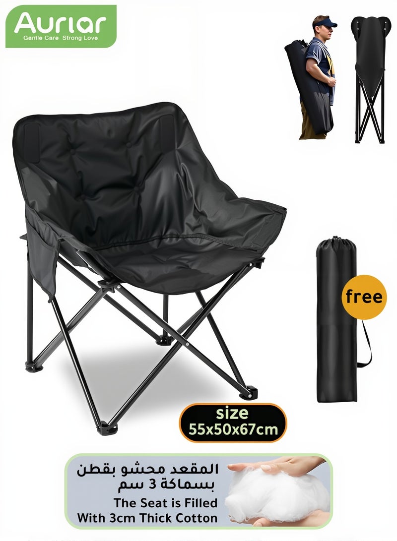 Aurlar Premium Portable Camping Foldable Travel Chair – Heavy Duty Outdoor Folding Chair with Thick Padded Seat & Carry Bag, Breathable Oxford Fabric, 150kg Capacity, Desert Kashta, Beach, Fishing, Picnic & BBQ - Image 1